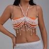 Multipurpose Pearls Embellished Body Chain Bra Beachwear Jewelry Accessory for Fashionable Women Ladies Daily Use
