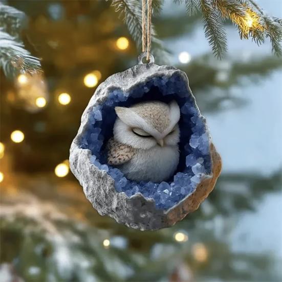 Геода Животное Адвент-календарь 2025 24 дня Календарь обратного отсчета с 2D акриловыми лесными кристальными пещерными животными, елочными украшениями