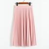 Spring Autumn Fashion Women's High Waist Pleated Solid Color Half Length Elastic Skirt