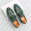 Мода Модные Вышитые Кожаные Лоферы Мужские Корейский Стиль Трендовый Комфорт Слипоны Бренд Мужские Деловые Низкие Повседневные Туфли