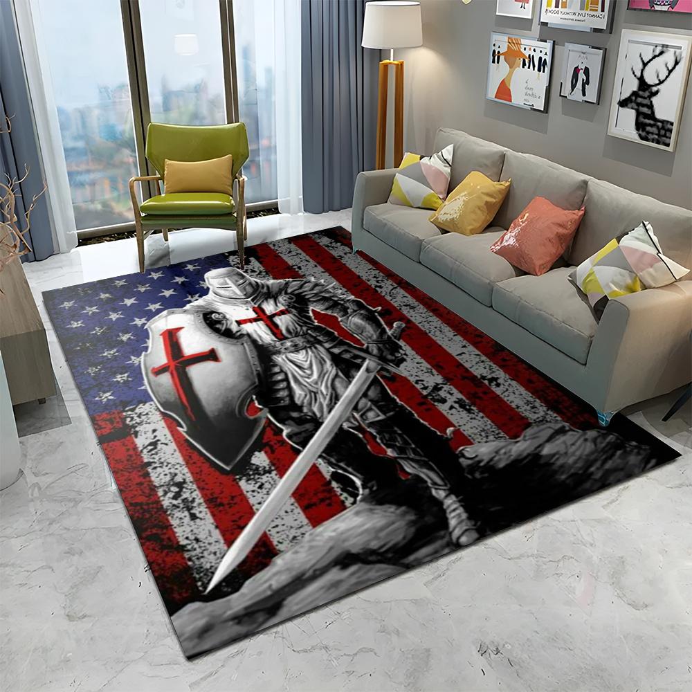 Ковер с изображением тамплиера, рыцаря-крестоносца, для игр, для дома, гостиной, спальни, дивана, прихожей, декора, коврик, нескользящий коврик