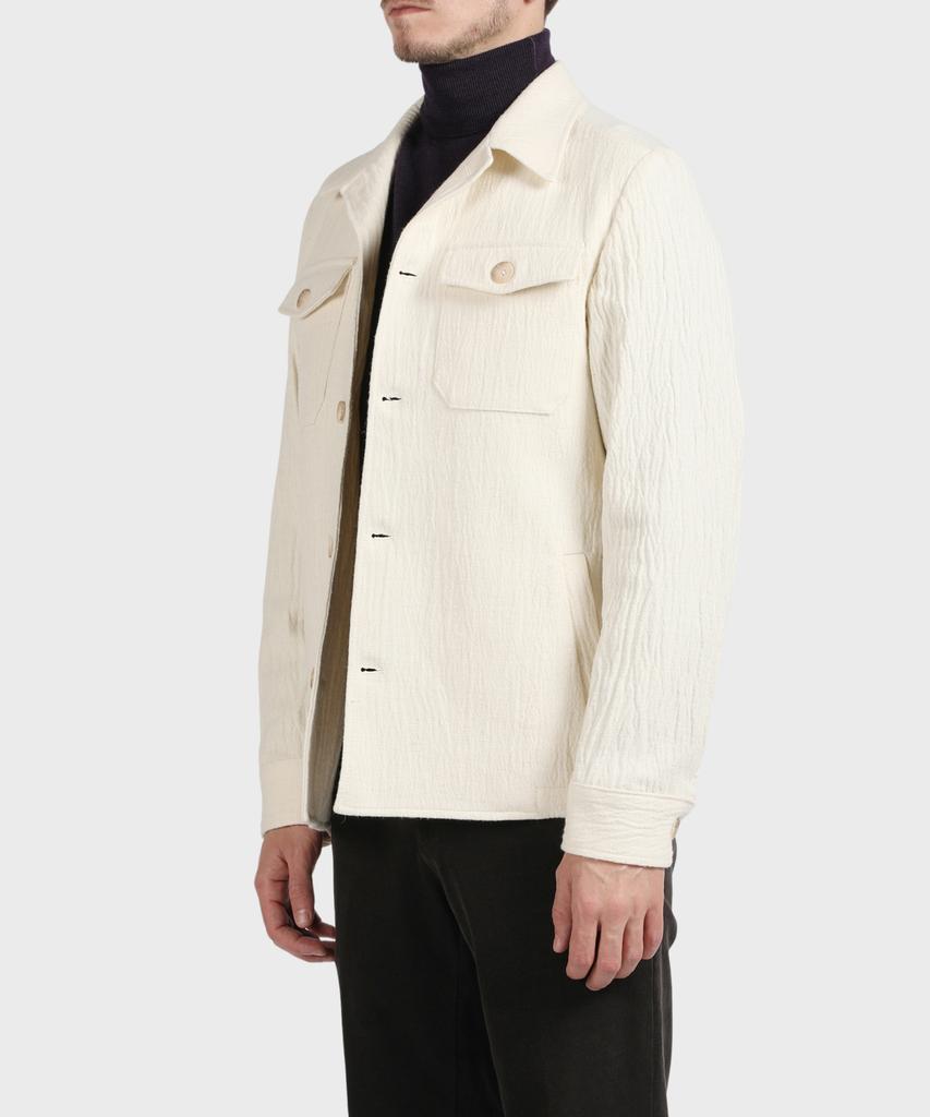 Panicale Ivory Wrinkle Herringbone Shirt Jacket