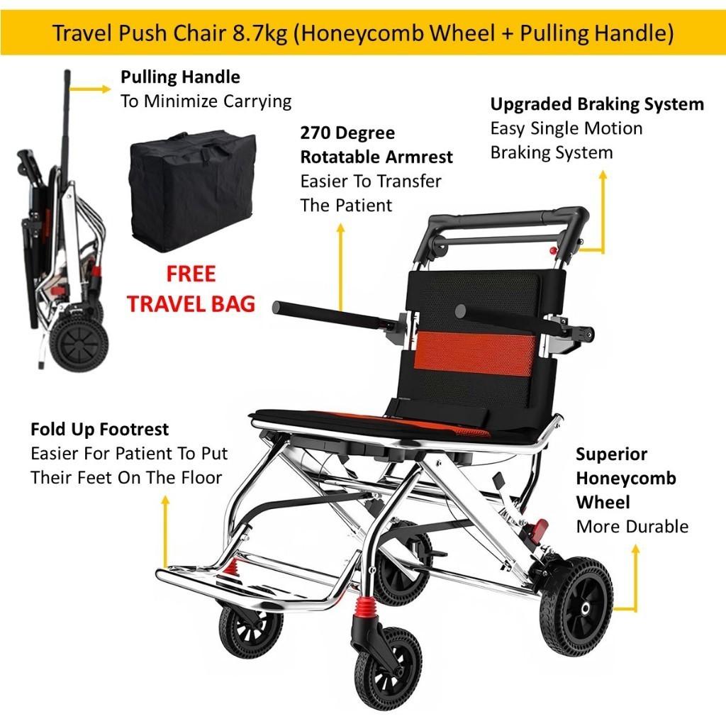 Portable And Foldable Self Propel Lightweight Wheelchair Travel Push Chair