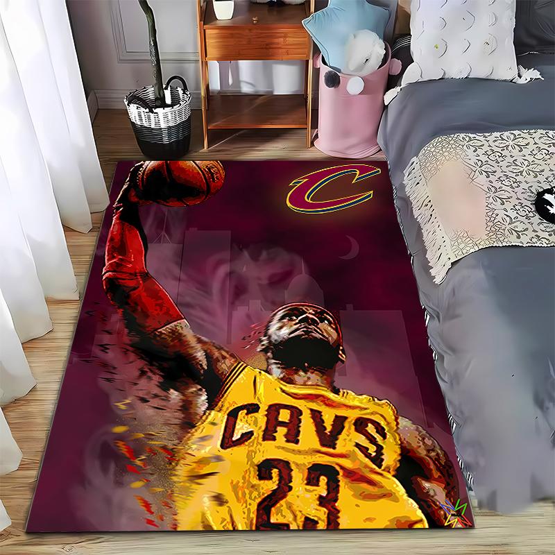 Cute LeBron James Cavs 23 Dunk Wine City Nights Art Poster decorative printed carpet for entryway bedroom dorm game room gift