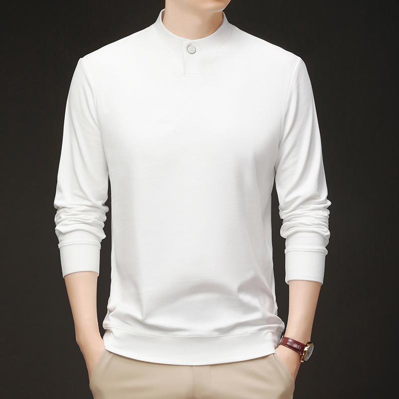 Live Streaming Cross-Border Hot-Selling Middle-Aged Men's Double-Sided De Velvet Sweatshirt Long Sleeve T-Shirt Autumn Winter Thickened Top Base