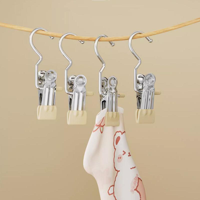 10/20 шт. Прищепки из нержавеющей стали для белья, крючок, портативная клипса для подвешивания одежды, органайзер для одежды в шкафу, вешалка
