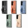 Чехол-кошелек с держателем для карт и ремешком на запястье для Samsung Galaxy Z Fold 6 5 4 3 2 Fold6 Fold5 Fold4 Fold3 Fold2 5G PU кожаный чехол