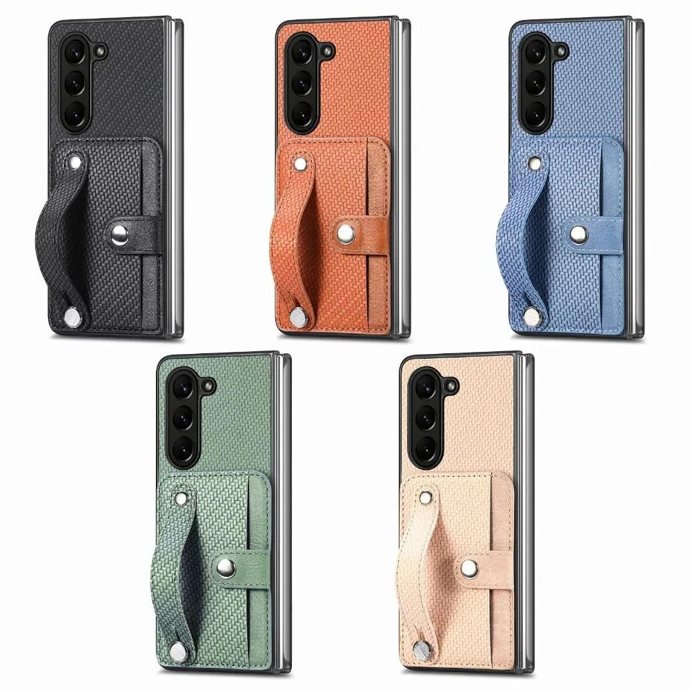 Чехол-кошелек с держателем для карт и ремешком на запястье для Samsung Galaxy Z Fold 6 5 4 3 2 Fold6 Fold5 Fold4 Fold3 Fold2 5G PU кожаный чехол