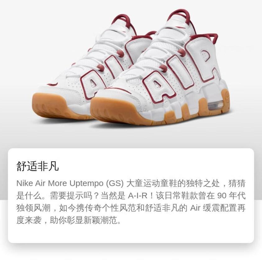 (GS) Nike Air More Uptempo 'Team Red Gum' Kids' FJ2846-100