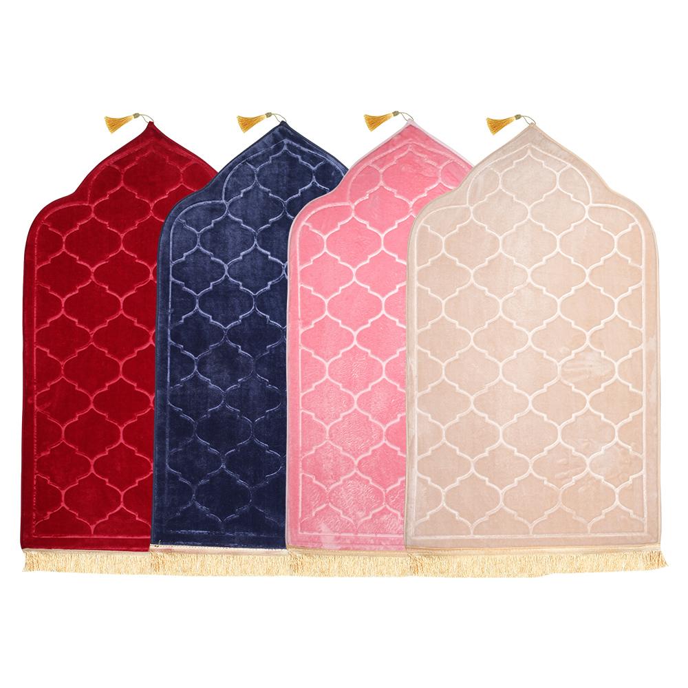 Мягкий Нескользящий Дорожный Молитвенный Коврик Фланелевый Ковер Молитвенный Коврик Тиснение Напольные Ковры для Мусульманского Рамадана Поклонения Преклонение Колен Портативный