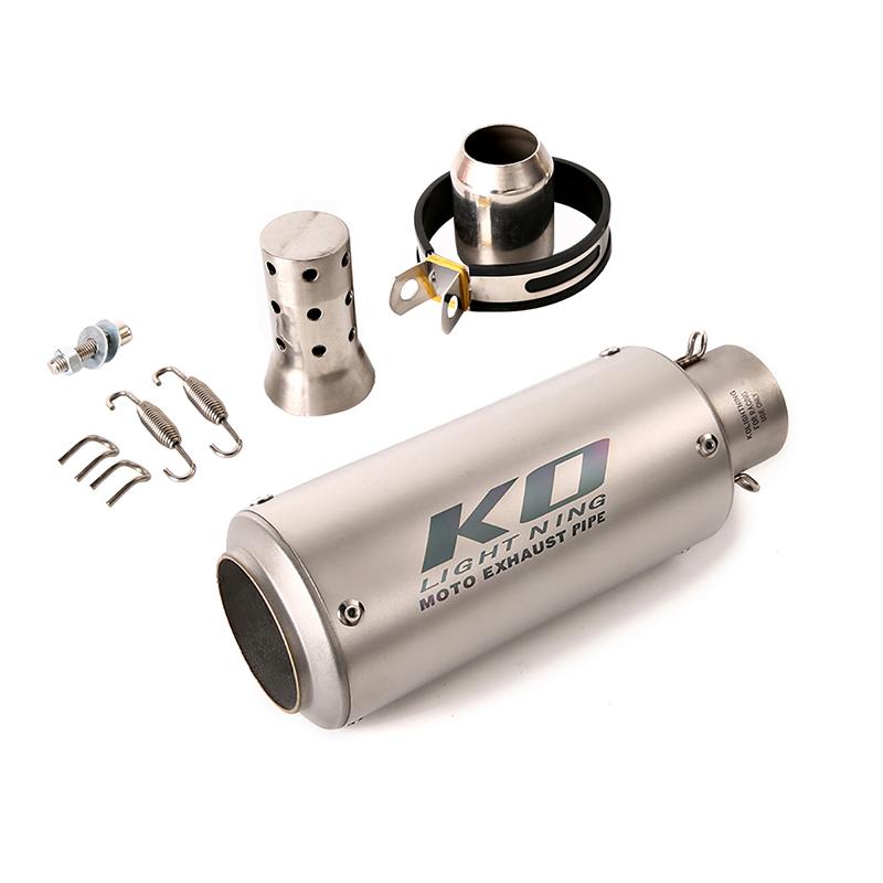 Universal 51/60MM Motorcycle KO Exhaust Stainless Steel Muffler Pipe With DB Killer For Z900 R3 R25 MT07 MT09 R1 Z400 Z650