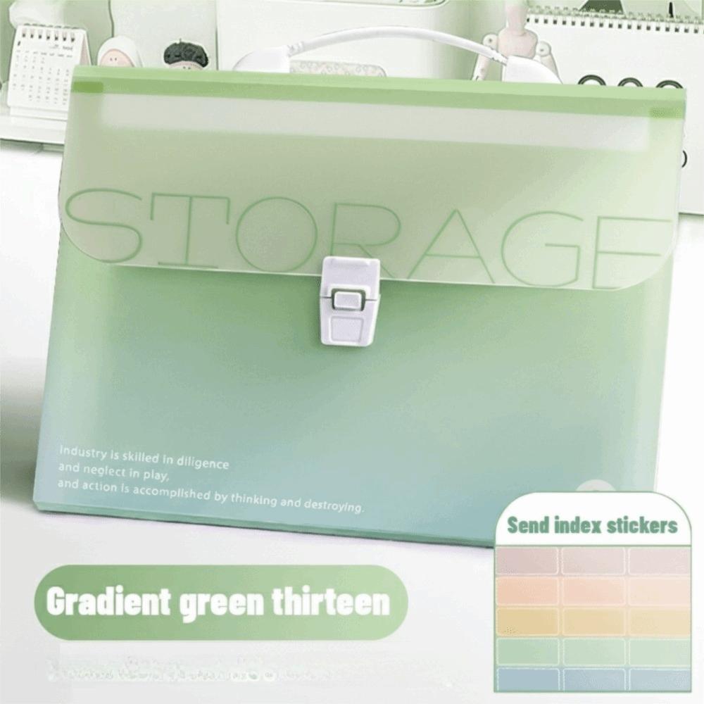 Gradient Color 13 Layer Folder Large Capacity Student Test Paper Storage Bag Office