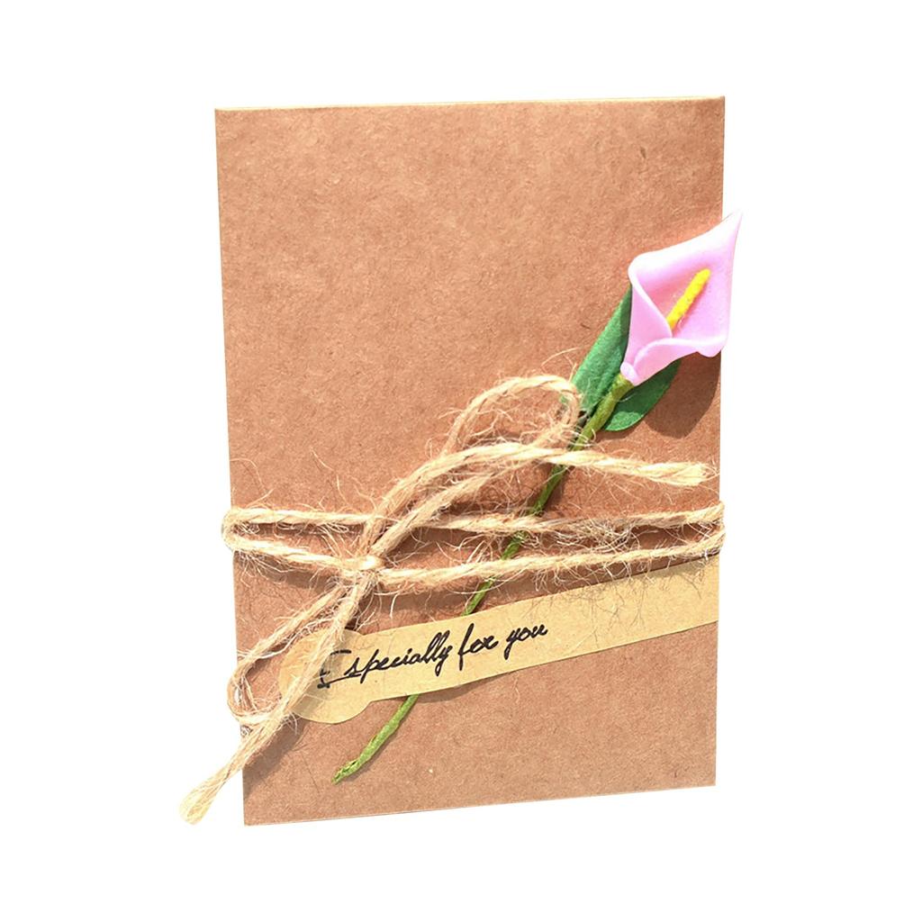 Creative DIY Cowhide Handmade Dried Flower Greeting Card Valentine's Day Teacher's Day Blessing Flower Card