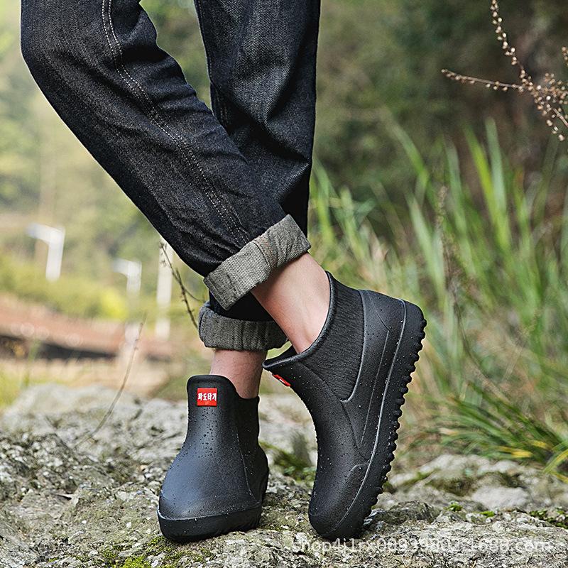 Мужские и женские резиновые сапоги с коротким голенищем, водная обувь, нескользящие, износостойкие, с плюшевой подкладкой, водонепроницаемые, теплые, для рыбалки, рабочая обувь