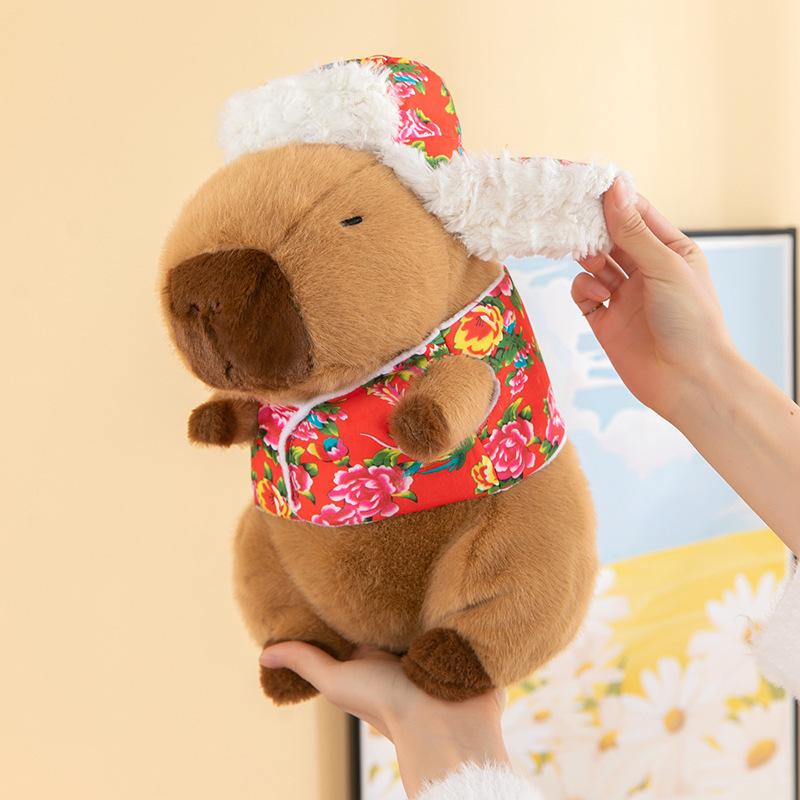 Большая цветочная куртка капибара Интернет-знаменитость смешная кукла капибара морская свинка кукла сидящая девушка плюшевая игрушка