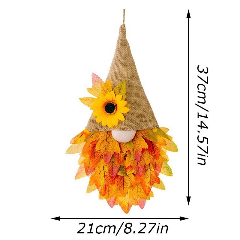 Осенние венки для входной двери, гном, кленовые листья, венок, украшение на День Благодарения