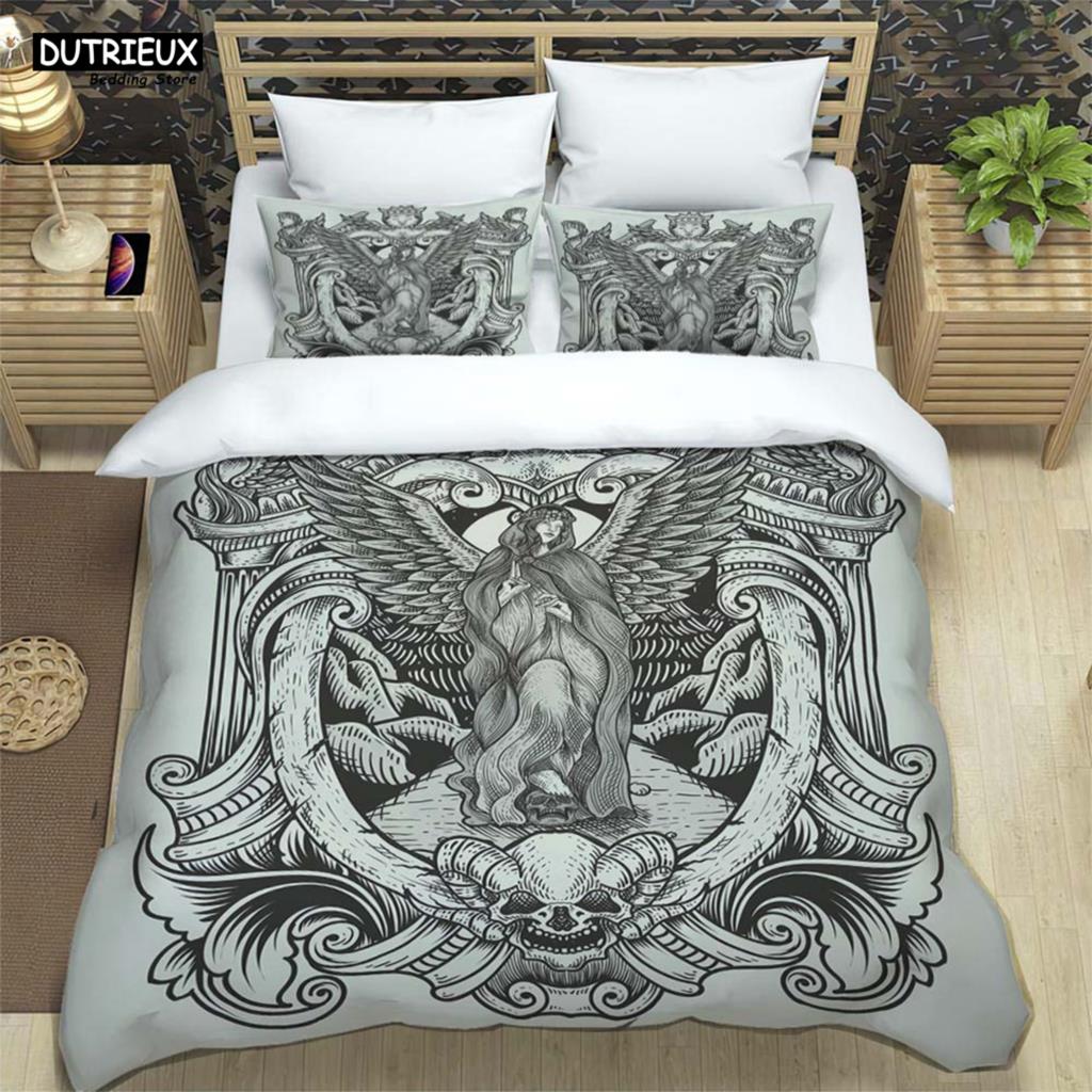 Medieval Dark Retro Digital Print Polyester Bedding Sets Boys Bed Linen Set For Teens, Queen Bedding set Bed Comforter Set