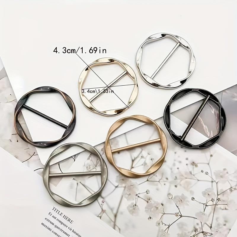 2/3pcs Three-speed Buckle, Aluminum Alloy T-shirt Garment Knotted Buckle Metal Circle Rings Women's Retro Cardigan Sweater Shawl Shirt Collar Clothes