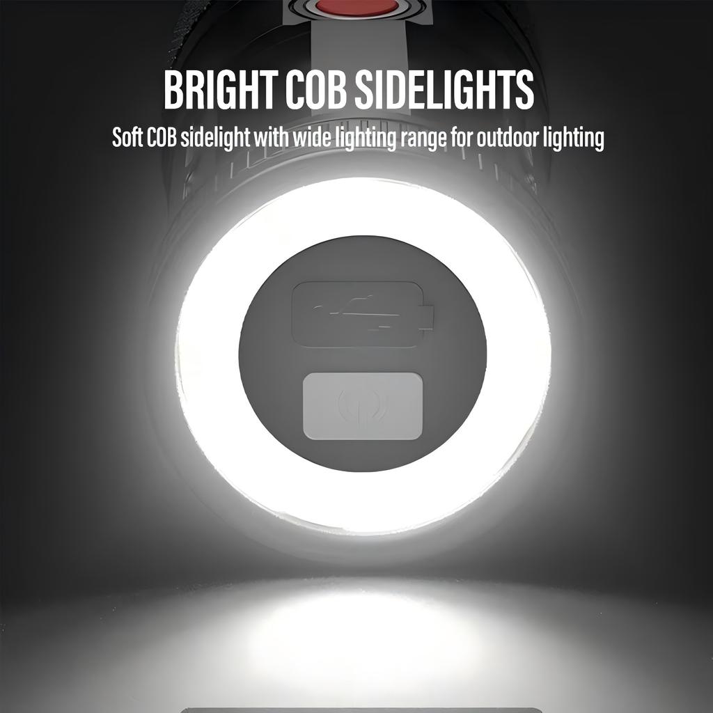 Мощный белый лазерный фонарь, мощный светодиодный фонарь COB, яркий тактический фонарь, многофункциональный пластиковый фонарь для кемпинга