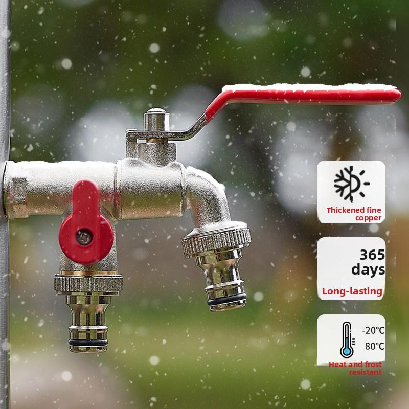 Двухвентильный кран для воды Садовое орошение Садовый поливочный клапан Переключатель Аксессуар для стиральной машины Резьба Сплав Смеситель для раковины
