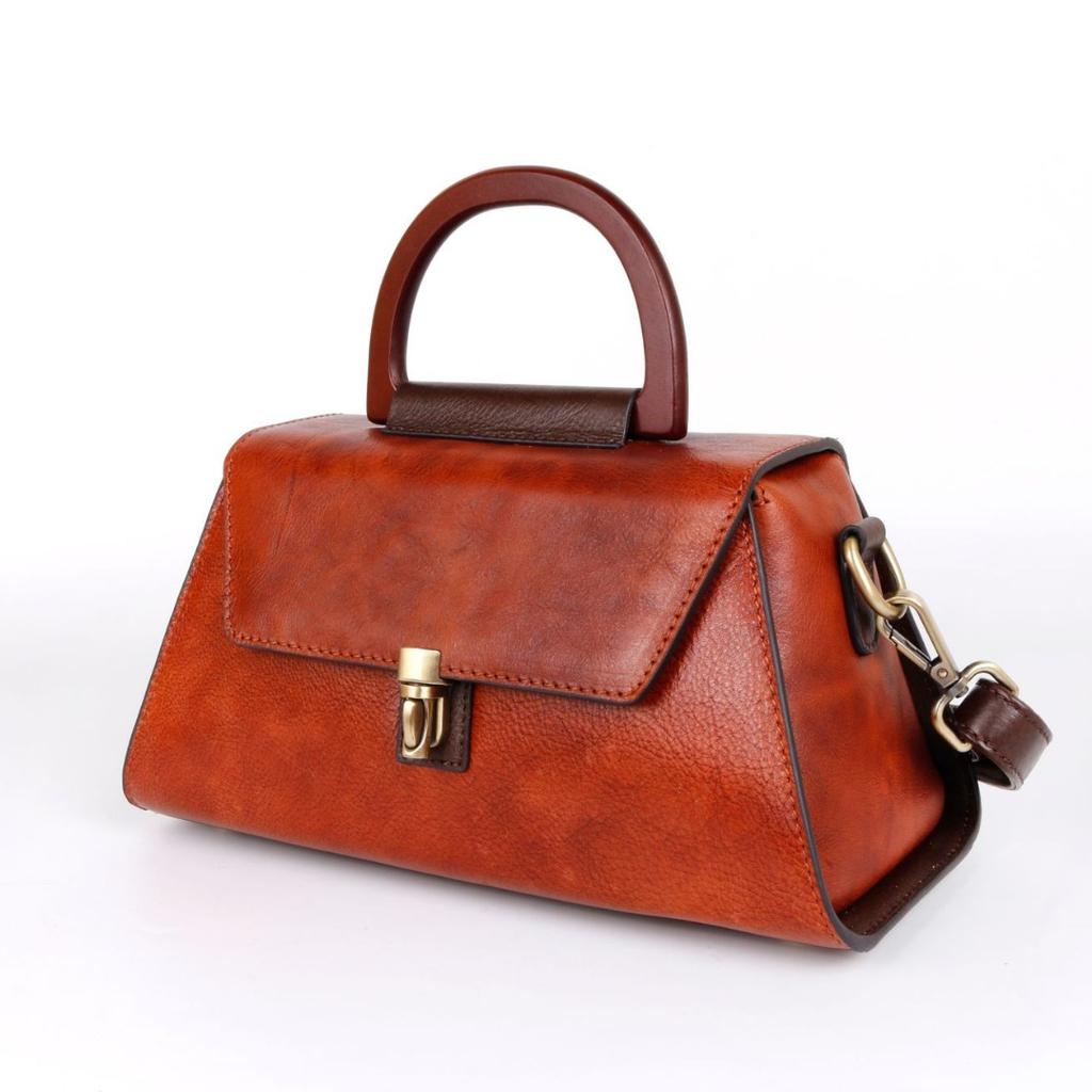 Cowhide Handbag Trapezoidal Shoulder Bag Retro Crossbody Bag Texture Women's Bag