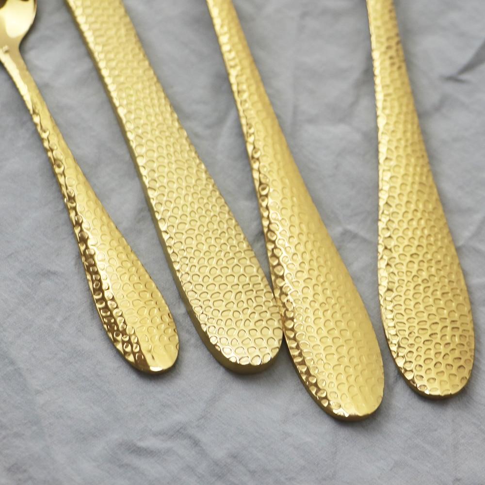 6People Gold Cutlery Set Knife Fork Tea Spoon Tableware High Quality Stainless Steel Dinnerware Home Kitchen Flatware Silverware