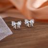 2023 Trend: Korean Style Zircon Bow Stud Earrings In 925 Sterling Silver
