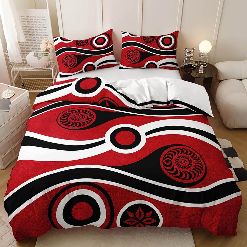 Minimalist Geometric Digital Printed Bedding Set Triangle Circle Stripe Pattern Soft Breathable Duvet Cover Bedroom Home
