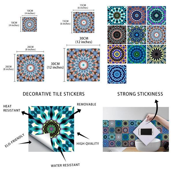 10x10/15x15/20x20/30x30cm PVC Flower Tile Tiles Decals Waterproof Wall Sticker Bathroom Sticker Kitchen Decoration