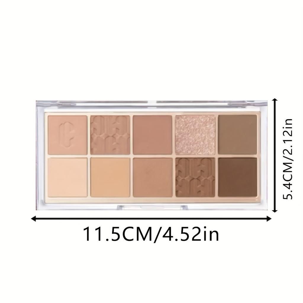 10-Color Multi-Functional Eyeshadow Palette - Matte Shimmery Eyeshaodw for Eyelid, Under Crease Contouring and Nose Shadow Makeup