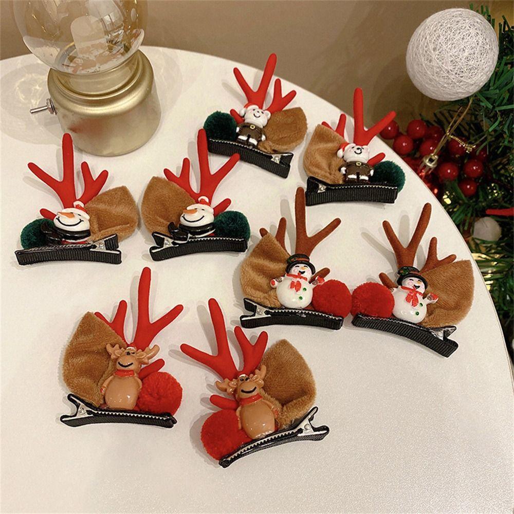 Headwear Duckbill Clip Children Christmas Hair Clips Women Barrettes Antler Hairpins Bangs Clip