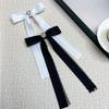Black Lace Long Ribbon Bow Brooch Simple Bow Tie Corsage Mourning Brooch Female Suit Shirt Collar Clothes Brooch Accessories