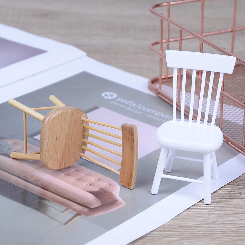 1:12 Миниатюрная обеденная мебель для кукольного домика, деревянный стул