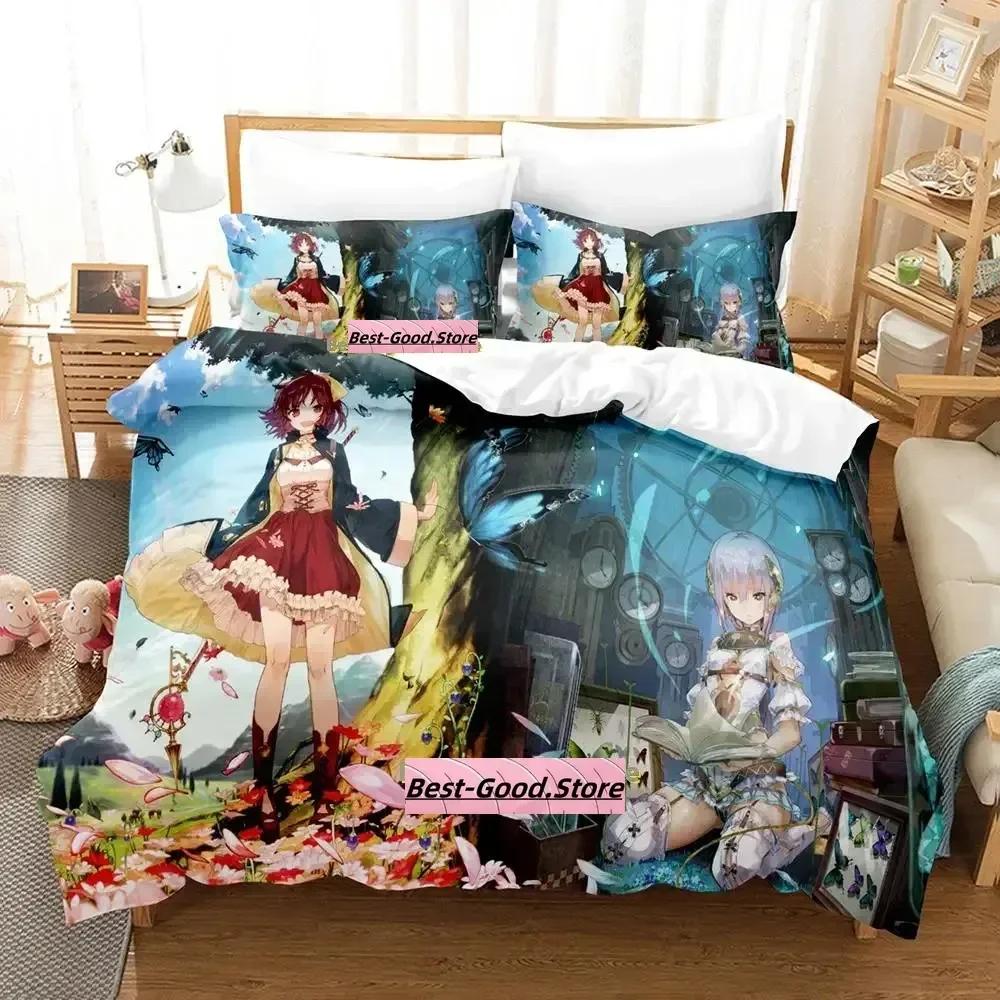 Новый комплект постельного белья Atelier Sophie с рисунком из мультфильма «Аниме» из трех предметов для взрослых и детей, комплект постельного белья «queen-size»