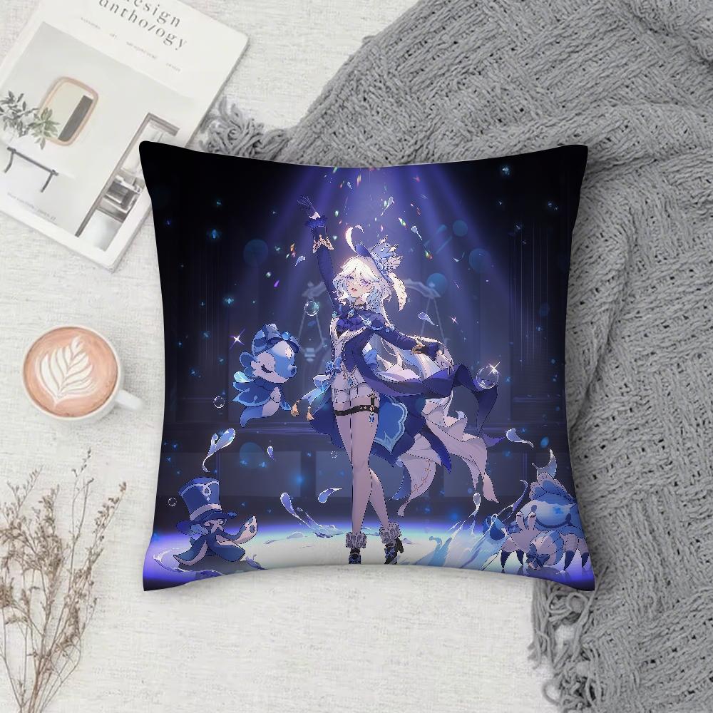 Genshin Impact Furina Pillow Case Square DoubleSided Printing Sofa Cushion Cover Pillowcase Bedroom Bedside