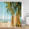 Кемпинг Серфинг Занавески для душа Летний отпуск Путешественник Автодом Пляж Кокосовые пальмы Морской берег Украшения для ванной комнаты Ретро Занавески для ванны