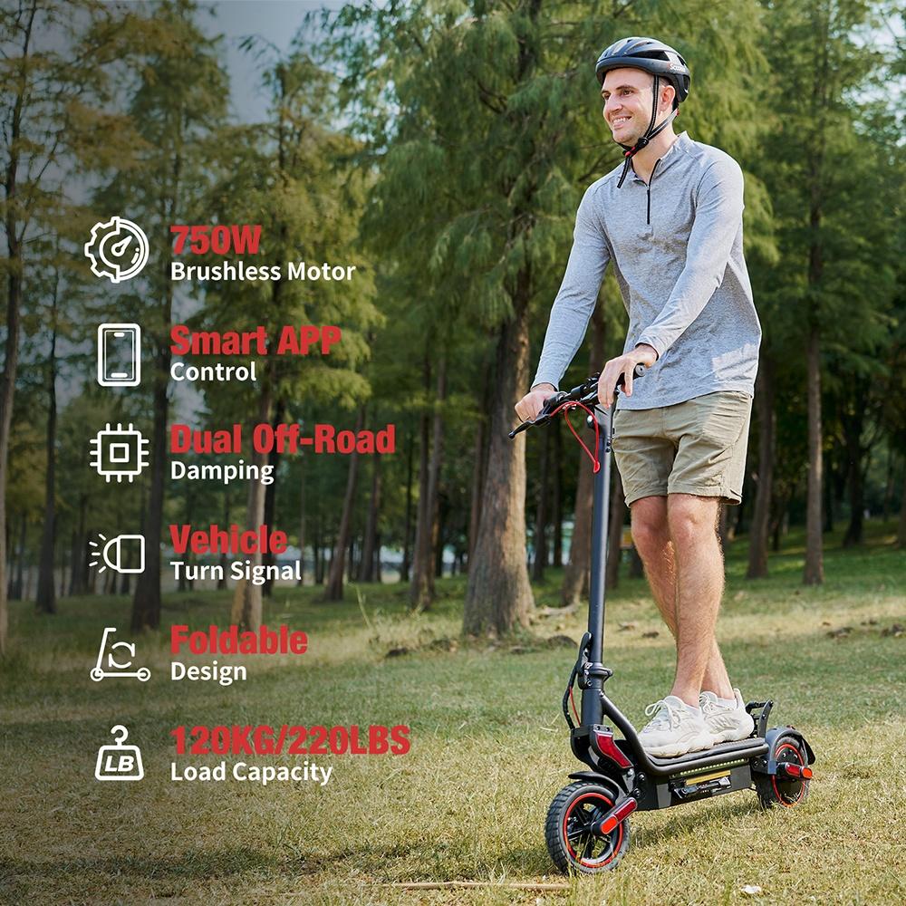 W8-DZ Electric Scooter 750W Motor 48V14Ah Battery, 40km/h Max Speed 9.3” OffRoad Tires, Triple Brake with App Dual Suspension escooters Urban Off-road