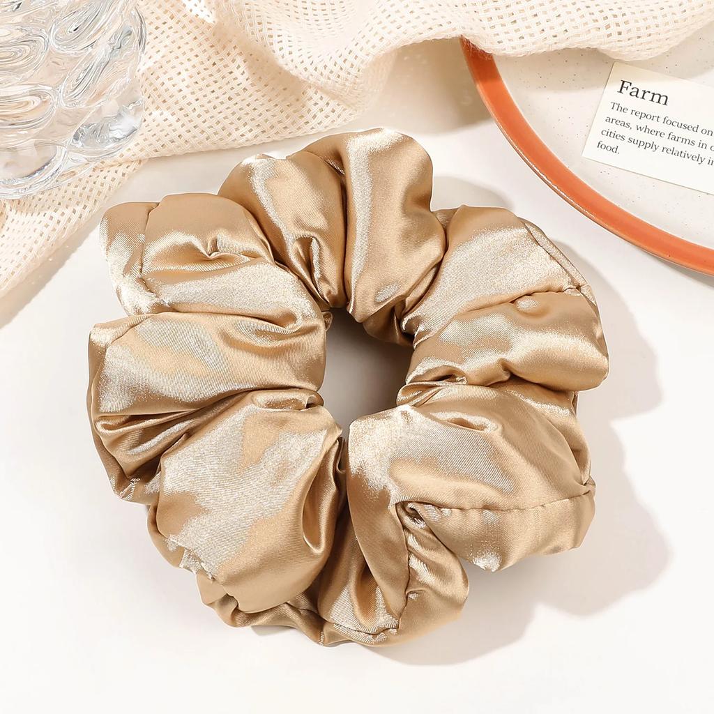 Мягкая эластичная резинка для волос с подушкой для женщин, роскошный дизайн, большой цветок, наполнитель из хлопка, сплошной атлас, аксессуары для хвостиков