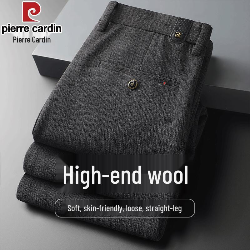 Pierre Cardin Men's Autumn/Winter Wool Blend Straight-Leg Trousers
