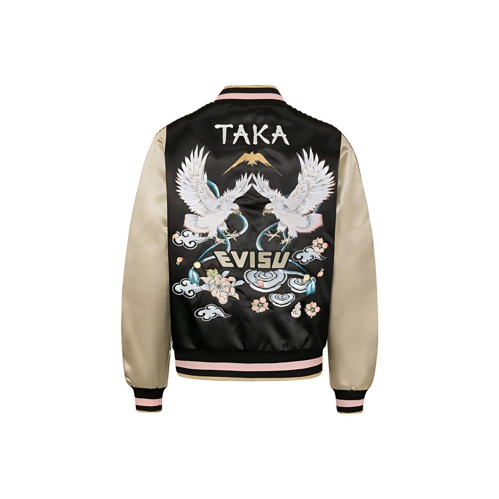 Evisu Double Eagle Logo Embroidered Long Sleeve Jacket Women jackets Black 2EAHTW0JK735XX