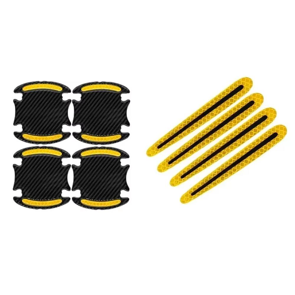8Pcs/Set Self-Adhesive Car Door Guard Reflective Door Handle Protective Film  Driving Safety