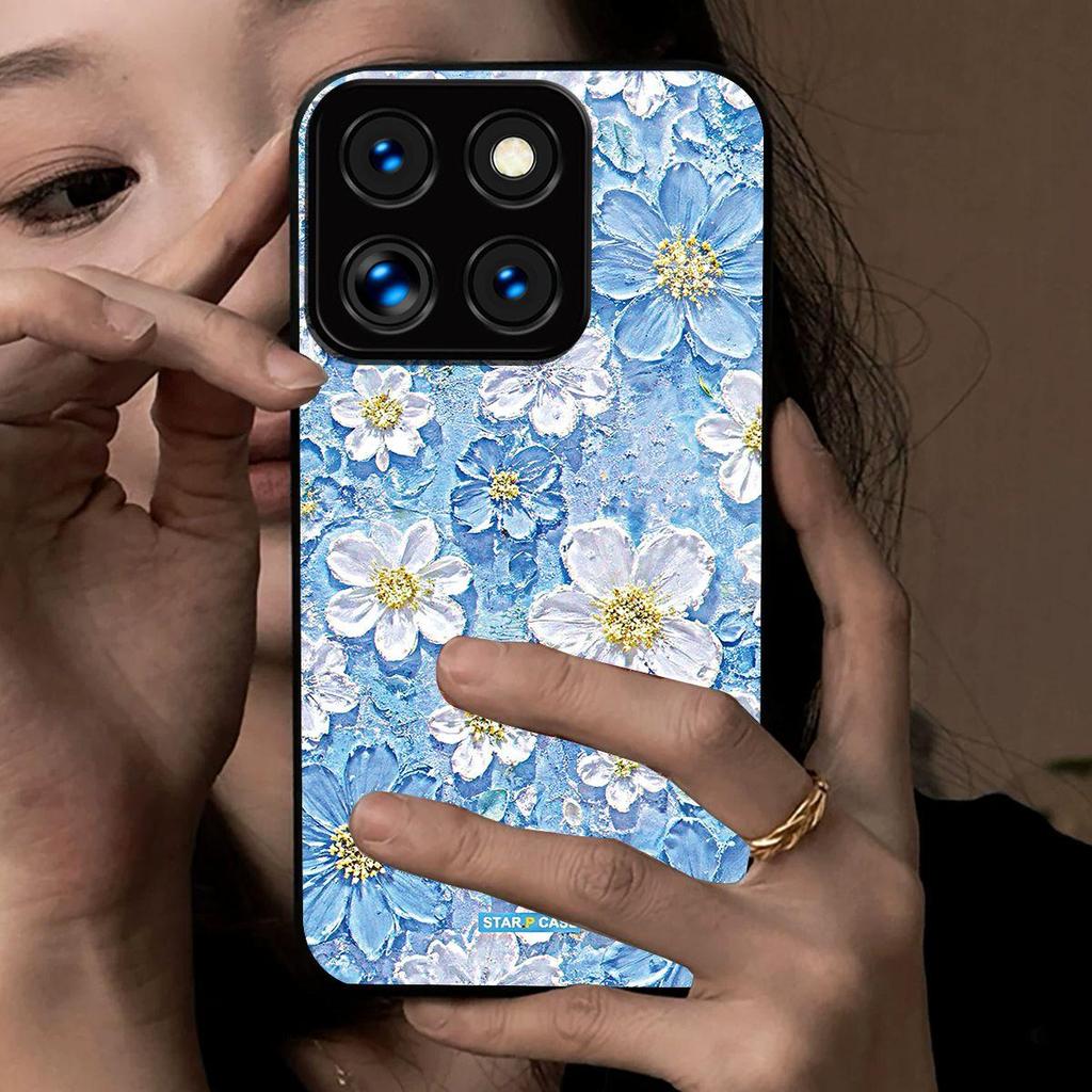 Жесткий акриловый чехол-накладка для Xiaomi 14 Pro, винтажный, с 3D-текстурой, цветочным принтом