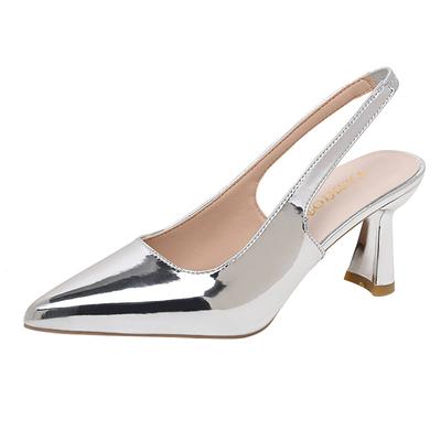 Босоножки с острым носком на тонком каблуке 2025 года, корейская версия, лето, новые женские босоножки с эластичной резинкой большого размера на высоком каблуке для женщин