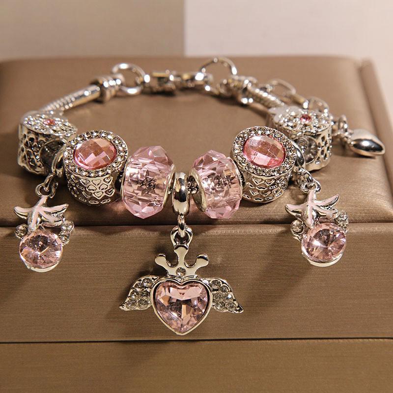 Изысканный браслет из розовых стеклянных бусин в форме сердца: Шикарный, Модный Подарок для Лучших Друзей