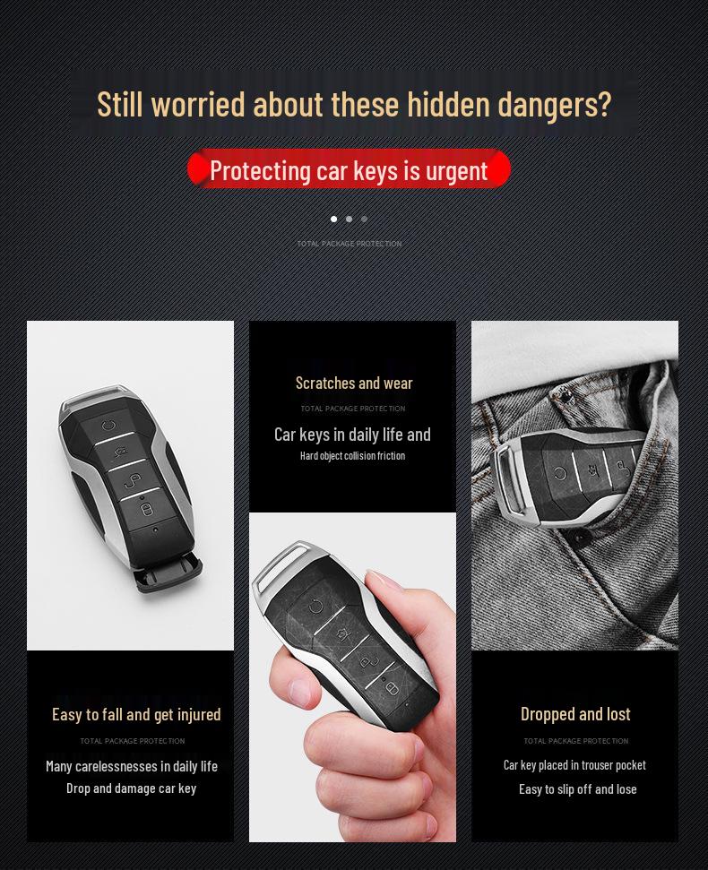BYD Car Key Fob Case: Qin Pro, Song PLUS, Han MAX, Tang E9 - Aluminum Alloy Shell and Buckle