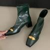 Fashion New Shoes Designer Metal Women Ankle Elastic Boots Fashion Zippers Footwear Square Heels Ladies Modern Short Booties Shoes