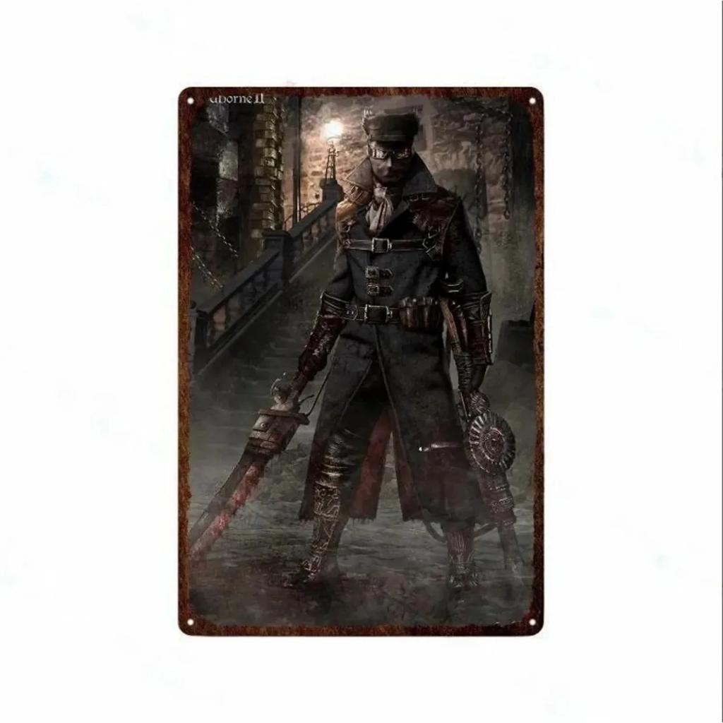 Металлическая табличка Жестяные знаки Bloodborne Настенное украшение Винтажные художественные постеры Жестяная картина для мужской пещеры Дома Кафе Игровой комнаты Клуба Бара