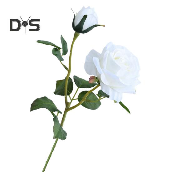 Искусственная роза со стеблем 2 головки Не увядает без полива Реквизит для свадебных фото Реалистичные многоразовые ветки искусственных цветов Товары для украшения дома