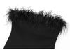 Autumn European & American Style Feather Bustier Slim One-Shoulder Camisole