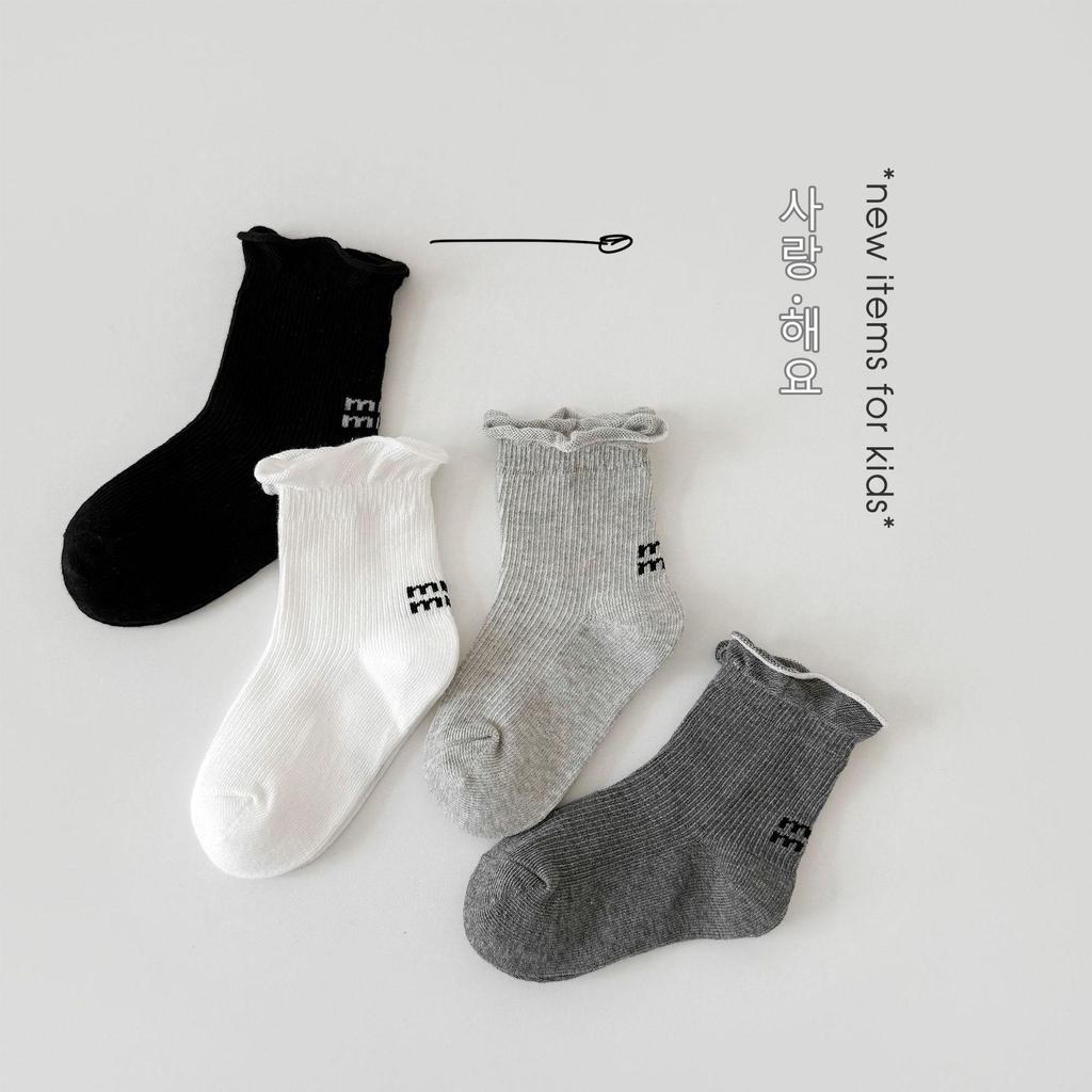 Осенние детские носки средней длины с мультяшным горошком - Универсальный корейский стиль для мальчиков и девочек